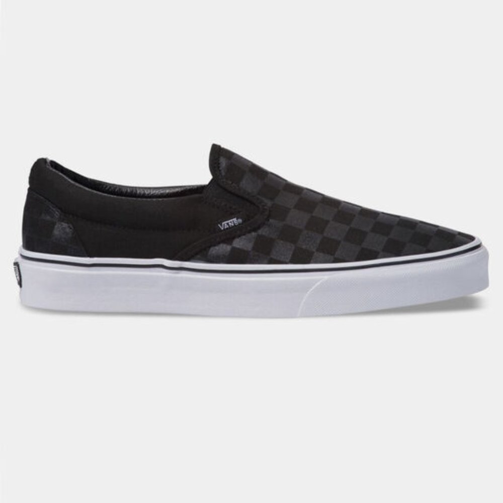 VANS CHECKERBOARD SLIP-ON BLACK & BLACK SHOES - Picture 2 of 10